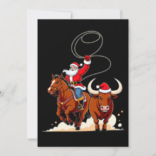 Kerstmis Kerstman Cowboy Lasso Stierrijden Rodeo Kaart