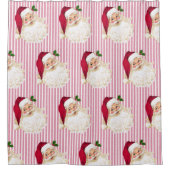 Kerstmis Kerstman Cranberry Streep Douchegordijn (Voorkant)