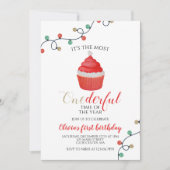 Kerstmis Kerstman Cupcake Eerste Verjaardag Oneder Kaart (Voorkant)
