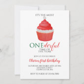 Kerstmis Kerstman Cupcake Eerste Verjaardag Wonder Kaart (Voorkant)