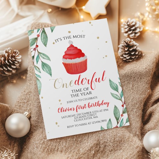 Kerstmis Kerstman Cupcake Eerste Verjaardag Wonder Kaart