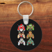 Kerstmis Kerstman Elf Lichtjes Gaming Controllers Sleutelhanger (Voorkant)