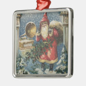 Kerstmis, kerstman en recordspeler metalen ornament (Links)