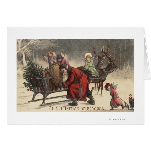 Kerstmis, Kerstman en slee (Voorkant Horizontaal)