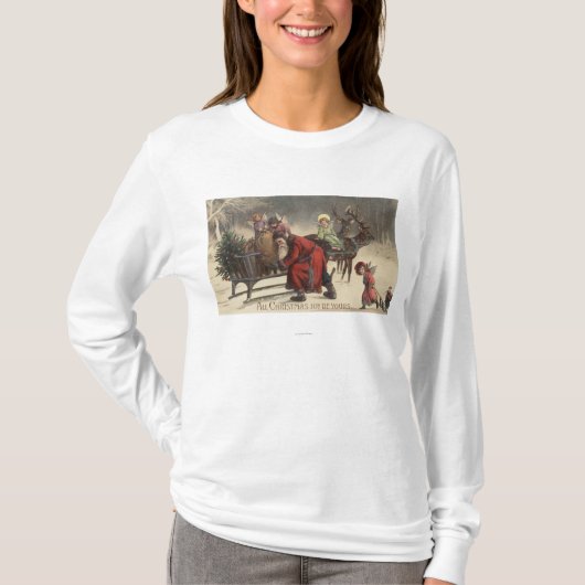 Kerstmis, Kerstman en slee T-shirt (Voorkant)