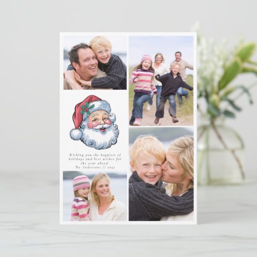 Kerstmis Kerstman Foto Collage Feestdagenkaart (Staand voorkant)