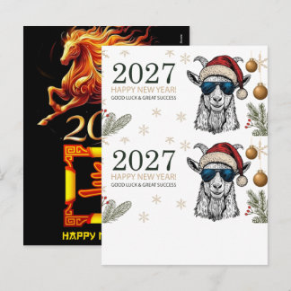 Kerstmis Kerstman Geit Chinees Nieuwjaar 2027 Feestdagenkaart