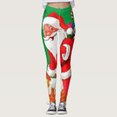 Kerstmis Kerstman Groene Leggings (Voorkant)