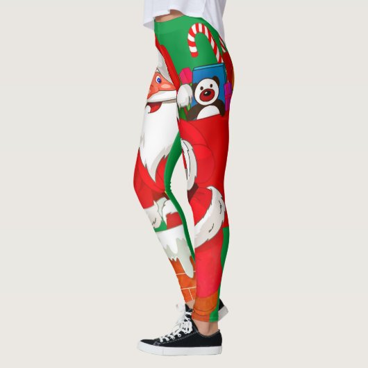 Kerstmis Kerstman Groene Leggings (Links)