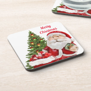 Kerstmis Kerstman Harde plastic onderzetter