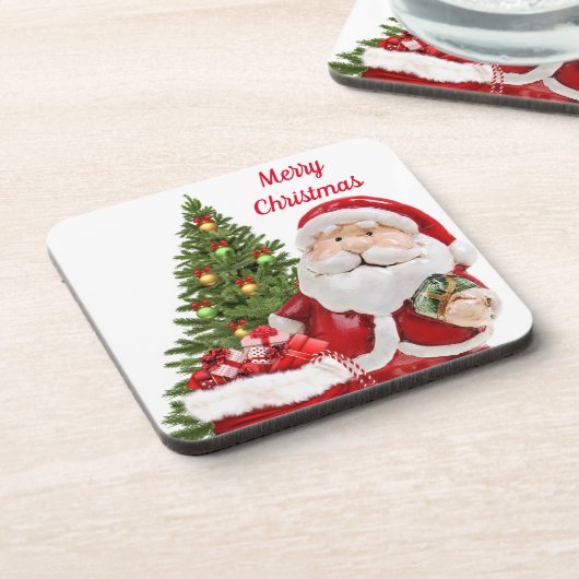 Kerstmis Kerstman Harde plastic onderzetter (Linkerzijde)