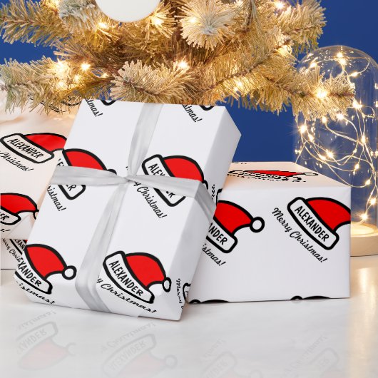 Kerstmis Kerstman hoed hoogglans aangepast Cadeaupapier (Feestdagen)