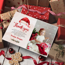 Kerstmis Kerstman Hoed Verjaardagsfeestje Foto Bedankkaart