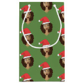 Kerstmis Kerstman hoed, zwarte vrouw, groen Klein Cadeauzakje (Achterkant)