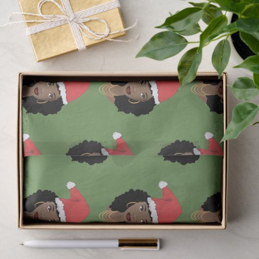 Kerstmis Kerstman hoed, zwarte vrouw, groen Tissuepapier (Geschenk)