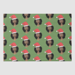 Kerstmis Kerstman hoed, zwarte vrouw, groen Tissuepapier