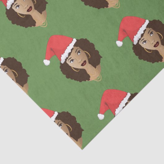 Kerstmis Kerstman hoed, zwarte vrouw, groen Tissuepapier (Detail)