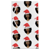 Kerstmis Kerstman hoed, zwarte vrouw, natuurlijk h Klein Cadeauzakje (Achterkant)