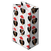 Kerstmis Kerstman hoed, zwarte vrouw, natuurlijk h Klein Cadeauzakje (Achterkant Gekanteld)