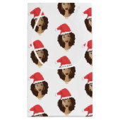 Kerstmis Kerstman hoed, zwarte vrouw, natuurlijk h Klein Cadeauzakje (Achterkant)