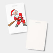 Kerstmis Kerstman Honkbal Pitcher Jongens Kids T Badge (Voor- en achterkant)
