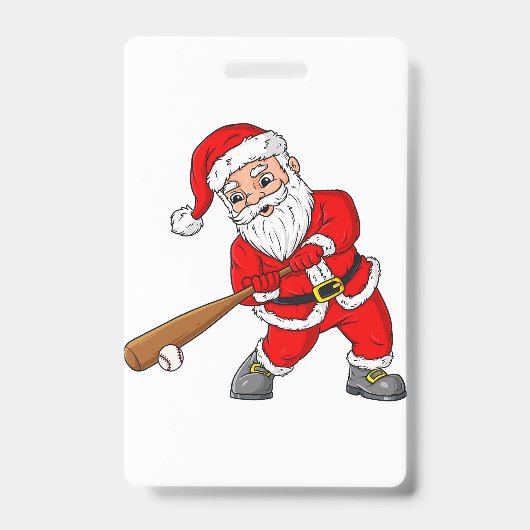 Kerstmis Kerstman Honkbal Pitcher Jongens Kids T Badge (Voorzijde)
