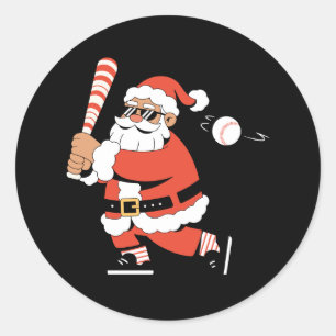 Kerstmis Kerstman Honkbalknuppel Candy Cane Slager Ronde Sticker