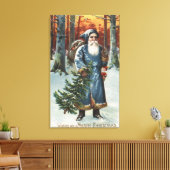 Kerstmis, kerstman in blauw canvas afdruk (Insitu (Woonkamer))