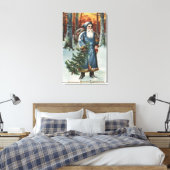 Kerstmis, kerstman in blauw canvas afdruk (Insitu (Slaapkamer))