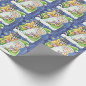 Kerstmis, kerstman in Chimney met speelgoed Cadeaupapier (Hoek)