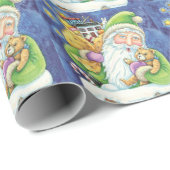 Kerstmis, kerstman in Chimney met speelgoed Cadeaupapier (Rol Hoek)