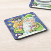 Kerstmis, kerstman in Chimney met speelgoed Drankjes Onderzetter (Linkerzijde)