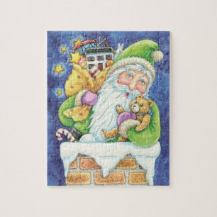 Kerstmis, kerstman in Chimney met speelgoed Legpuzzel