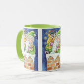 Kerstmis, kerstman in Chimney met speelgoed Mok (Voorkant links)