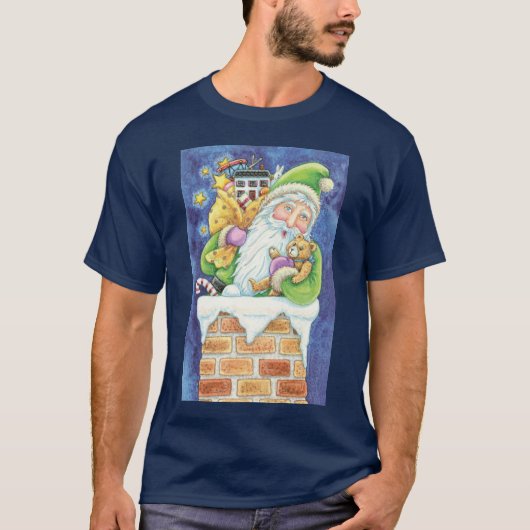Kerstmis, kerstman in Chimney met speelgoed T-shirt (Voorkant)