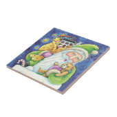 Kerstmis, kerstman in Chimney met speelgoed Tegeltje (Zijkant)