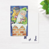Kerstmis, kerstman in Chimney met speelgoed Visitekaartje (Bureau)