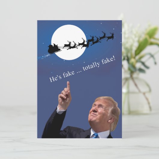 Kerstmis: Kerstman is nep Feestdagenkaart (Staand voorkant)