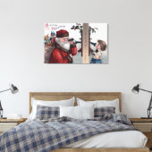 Kerstmis, Kerstman, Kerstman en telefoon Canvas Afdruk (Insitu (Slaapkamer))