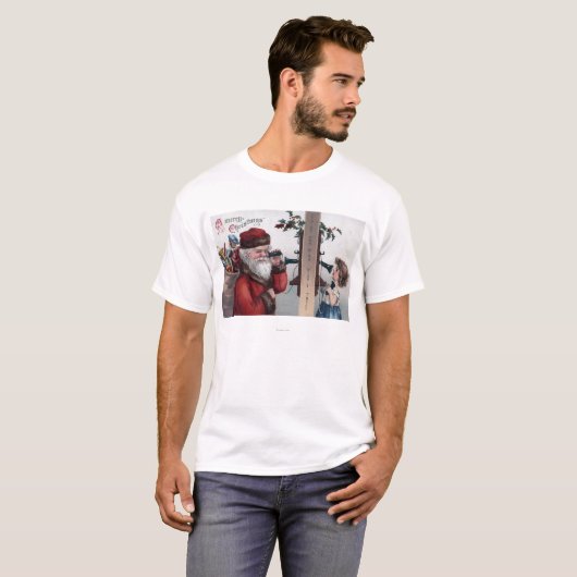 Kerstmis, Kerstman, Kerstman en telefoon T-shirt (Voorkant volledig)
