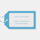 Kerstmis, kerstman, kerstman op sneeuwbal met spee cadeaulabel (Achterkant Horizontaal)