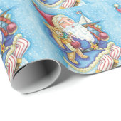 Kerstmis, kerstman, kerstman op sneeuwbal met spee cadeaupapier (Rol Hoek)