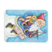 Kerstmis, kerstman, kerstman op sneeuwbal met spee magneet (Horizontaal)