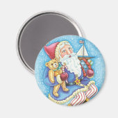 Kerstmis, kerstman, kerstman op sneeuwbal met spee magneet (Voorkant / Achterkant)