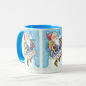 Kerstmis, kerstman, kerstman op sneeuwbal met spee mok (Voorkant links)