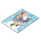 Kerstmis, kerstman, kerstman op sneeuwbal met spee notitieboek (Linkerzijde)