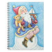 Kerstmis, kerstman, kerstman op sneeuwbal met spee notitieboek (Voorkant)