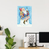 Kerstmis, kerstman, kerstman op sneeuwbal met spee poster (Thuiskantoor)