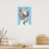 Kerstmis, kerstman, kerstman op sneeuwbal met spee poster (Keuken)