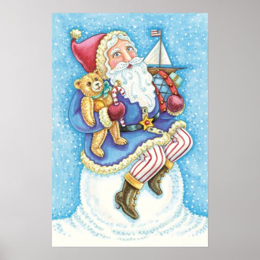 Kerstmis, kerstman, kerstman op sneeuwbal met spee poster (Voorkant)